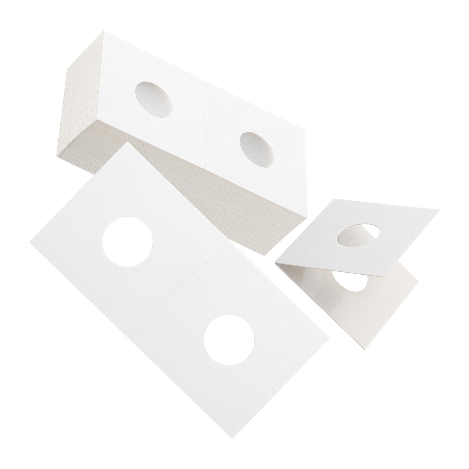 100 Pack 2×2 Coin Flips 17.5mm Cardboard Paper Coin Holder White