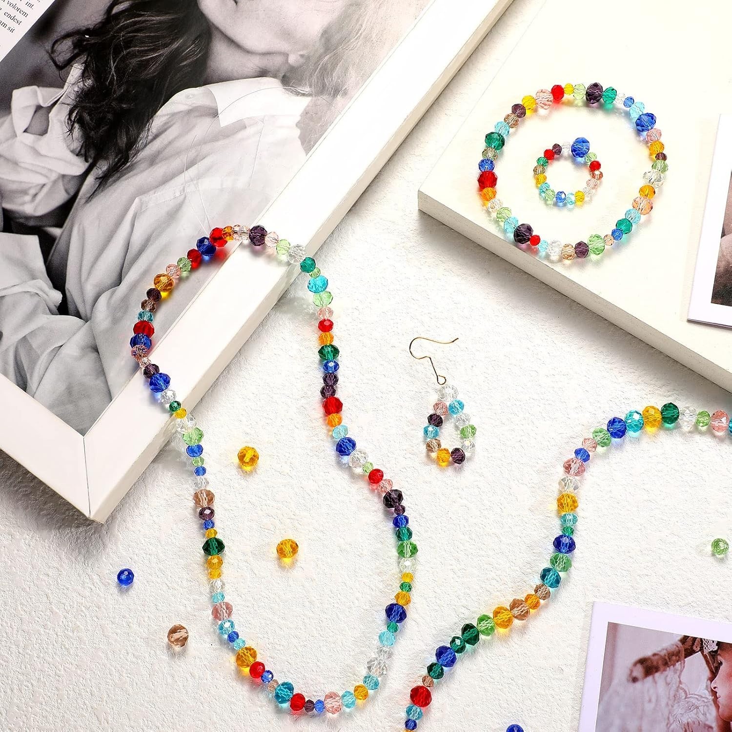 1000 Pcs Glass Beads Bulk Assorted Crystal Beads for Jewelry Making Colorful Fac