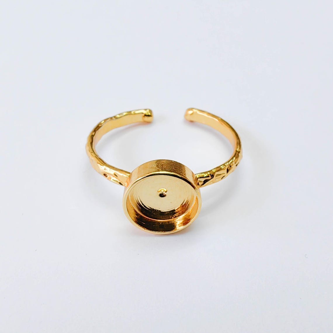 Shiny 24K Gold Ring Blank Base Bezel Cabochon Settings Epoxy Bezel 6mm G38065