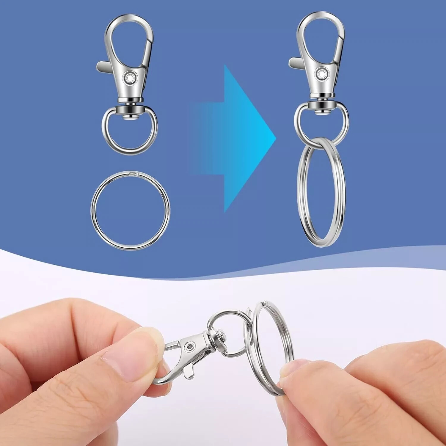 50 PCS Metal Lobster Claw Clasps, Swivel Keychain Clasps, Keychain Hooks for …