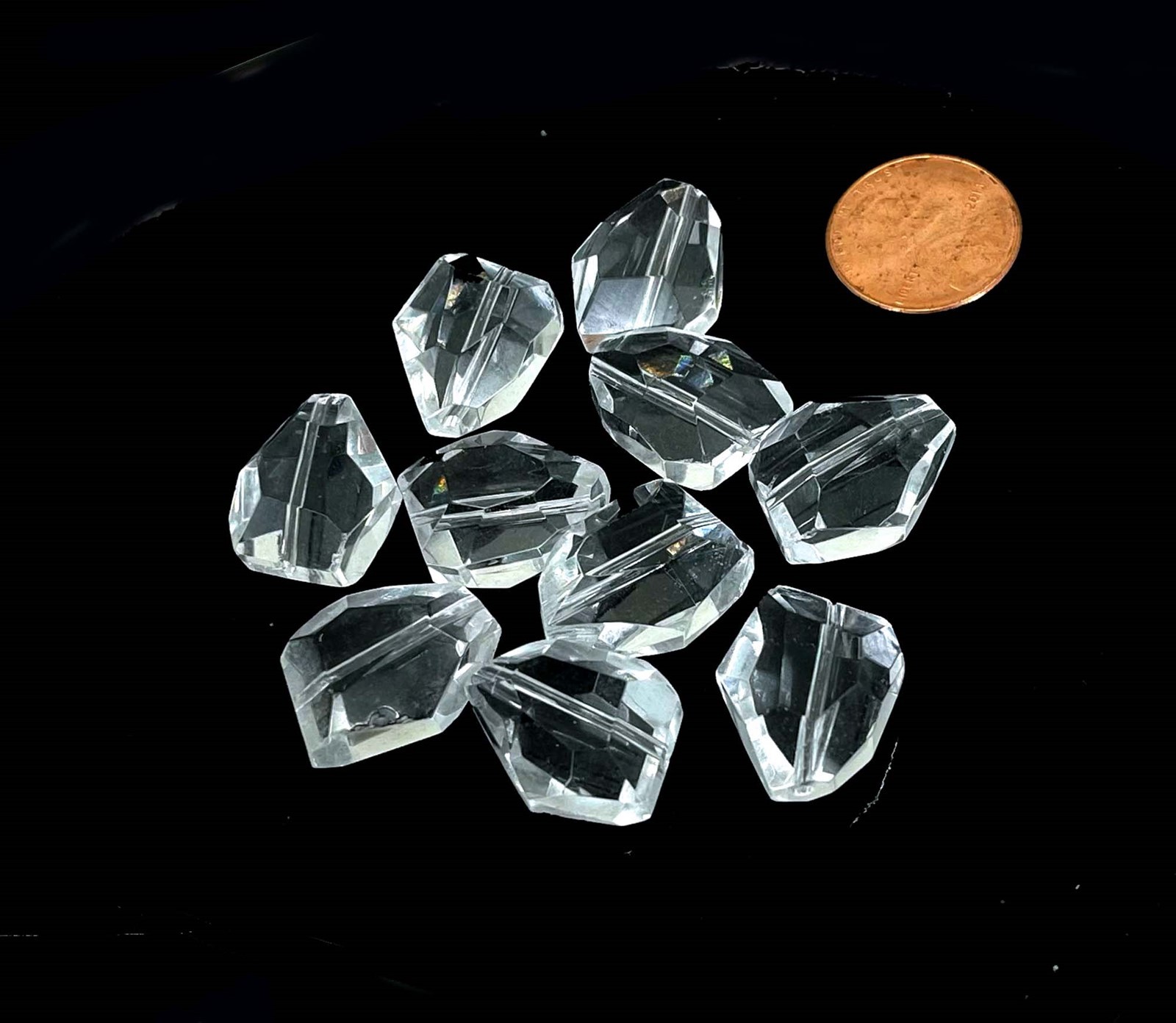 20x14mm Handmade Faceted Clear Rock Crystal Nugget Beads (10pcs)