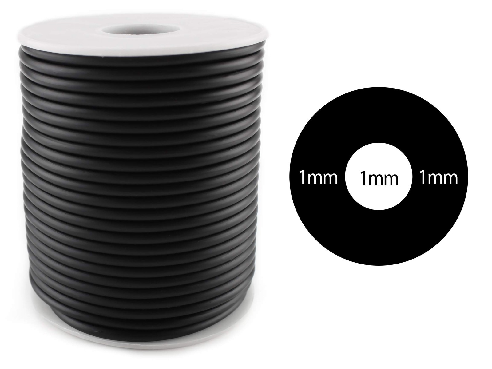 30 Feet Black Hollow Rubber Tubing, 3mm Diameter, 3/32 OD x 1/32 ID Cord