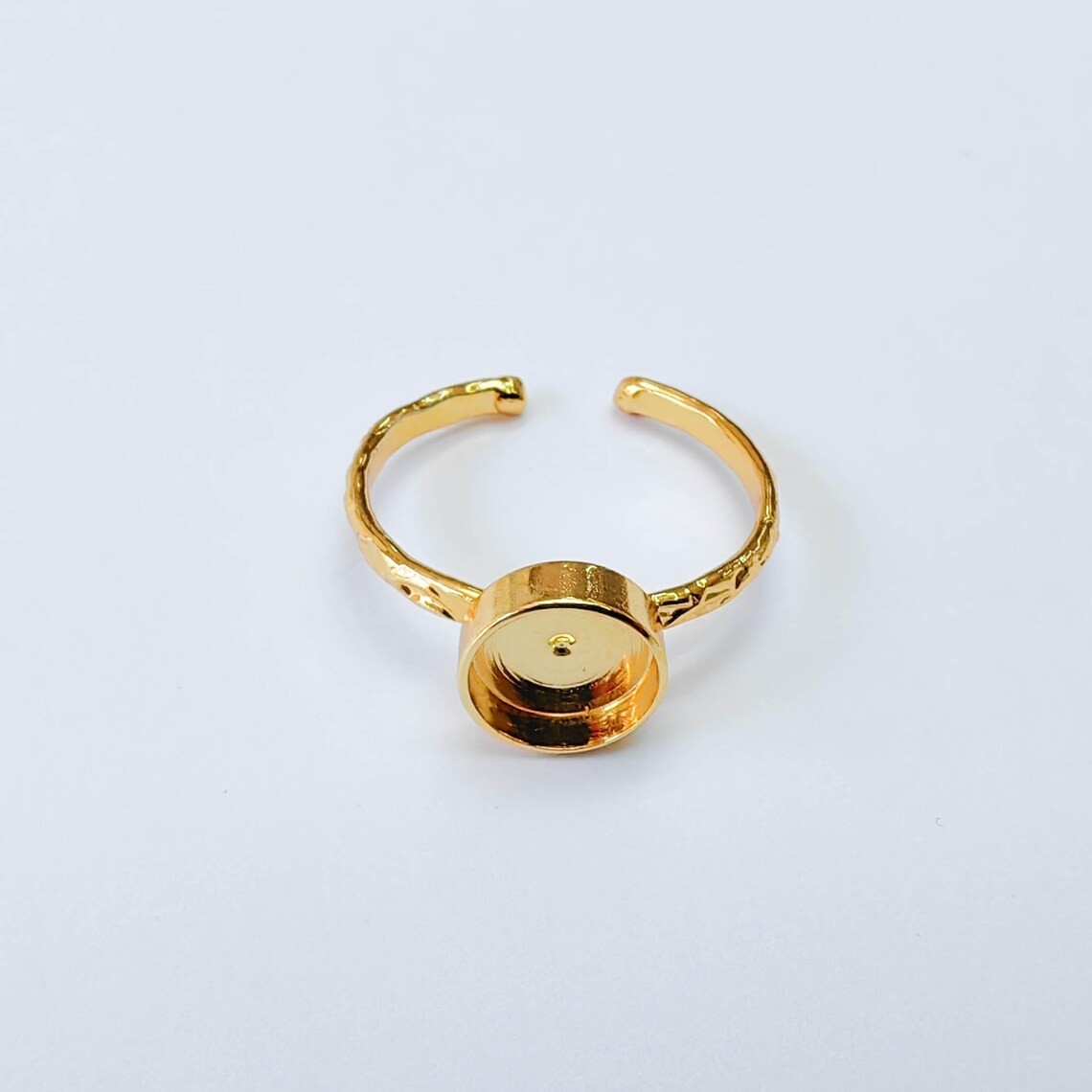 Shiny 24K Gold Ring Blank Base Bezel Cabochon Settings Epoxy Bezel 6mm G38065