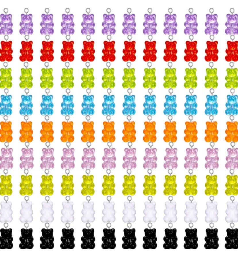 50 PCs Gummy Bear Charms Candy Pendants Assorted Lot Wholesale Findings Bulk