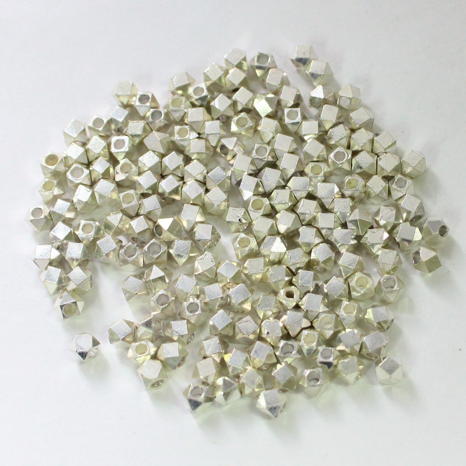 Thai Karen Hill Tribe 3.5 mm 925 silver beads,20 Pieces Faceted silver Cut beads