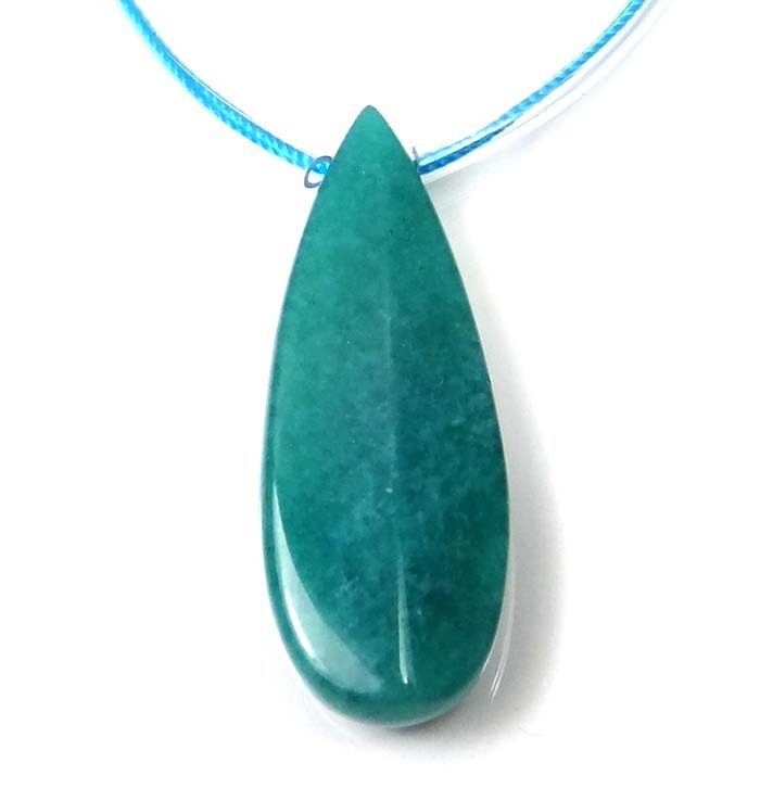 40x15mm Sea Green Jade Ridged-Cut Teardrop Pendant Bead