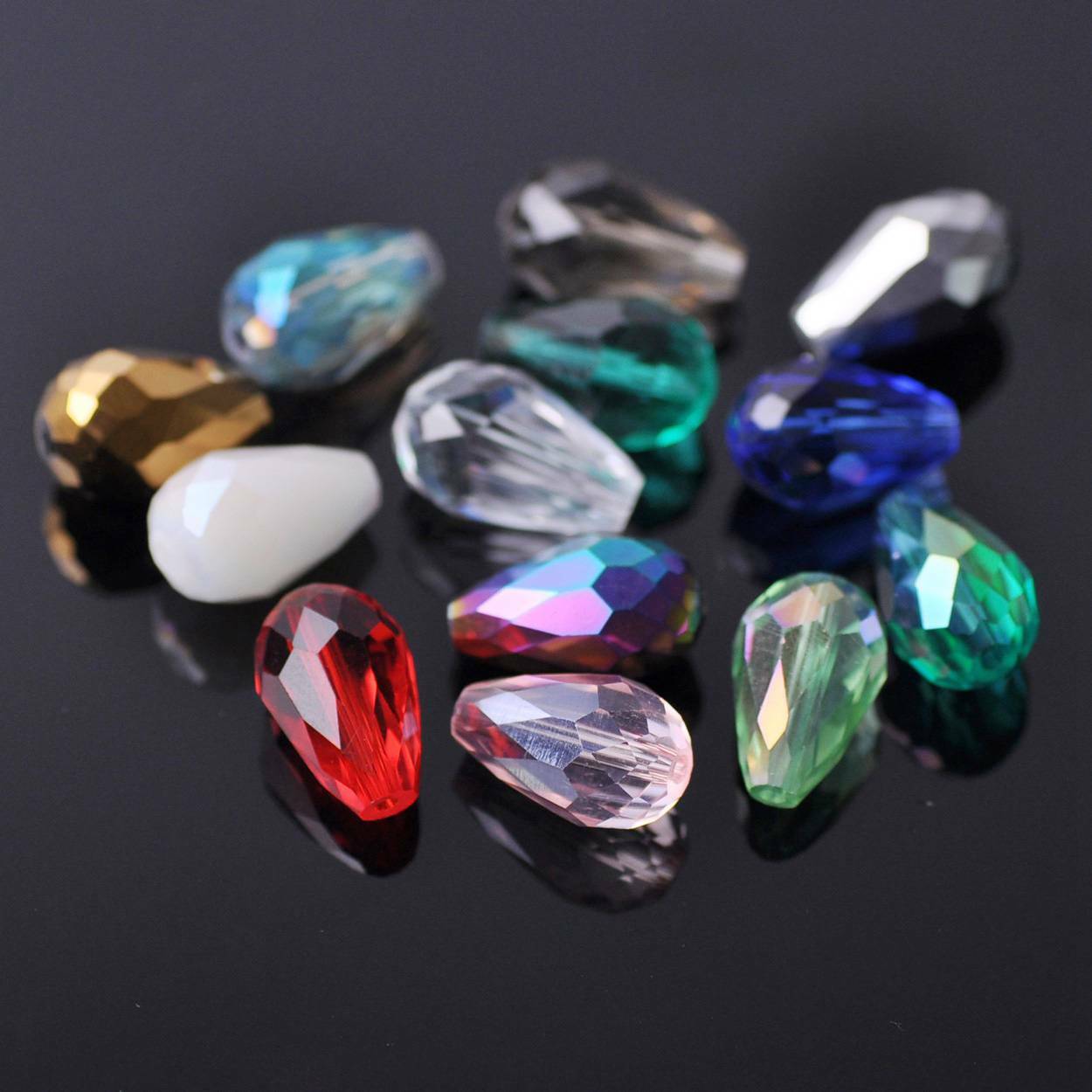 Teardrop Faceted Crystal Glass Loose Crafts Beads lot 5×3 7×5 12×8 15×10 18x12mm