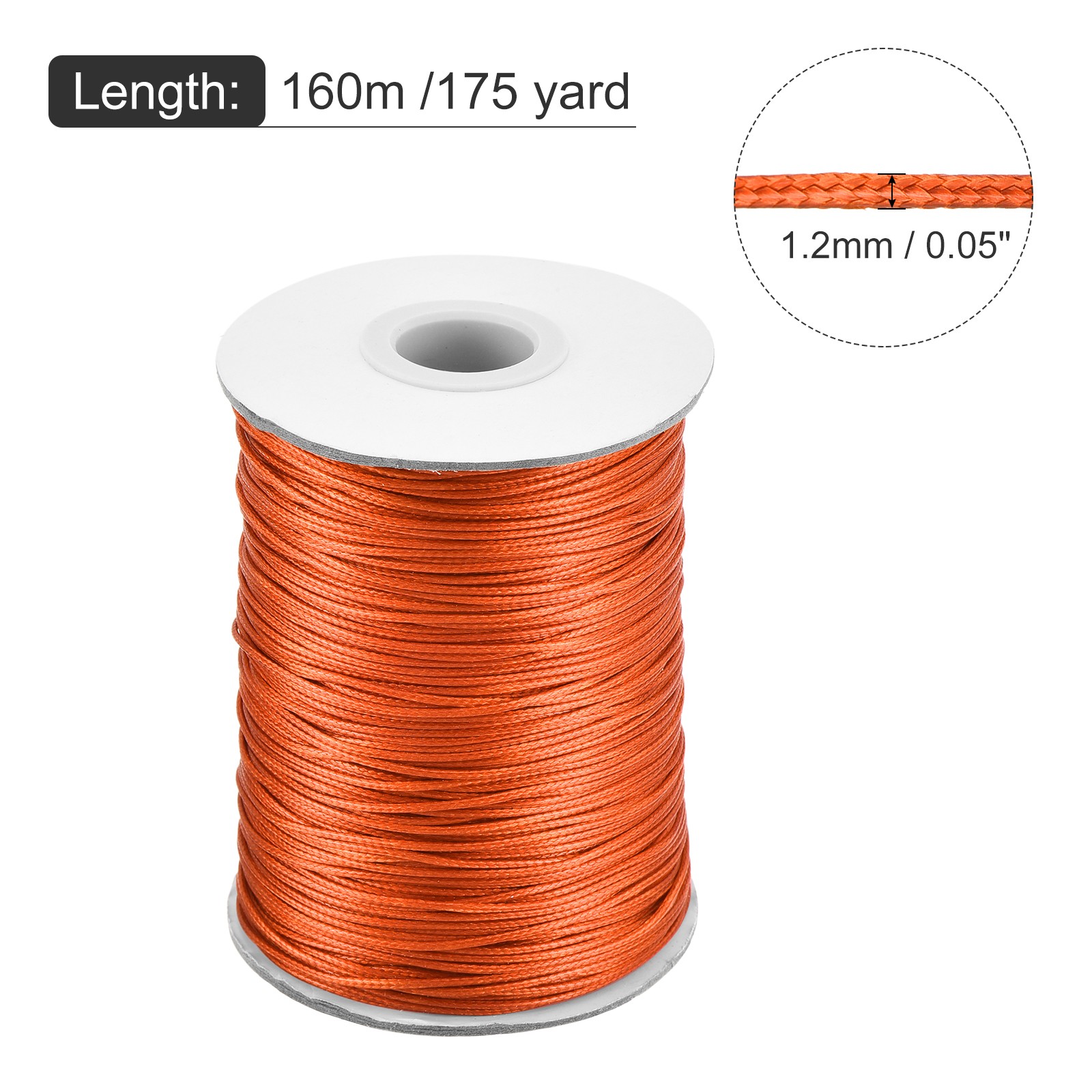 Orange Red 1.2mm Waxed Cord 175 Yard Wax Bead Thread String for Jewelry Make