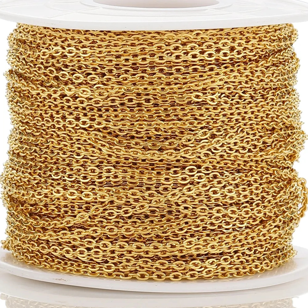 Stainless Steel Chain 1-0.08 in Gold Steel Color Link for DIY Jewelry Making