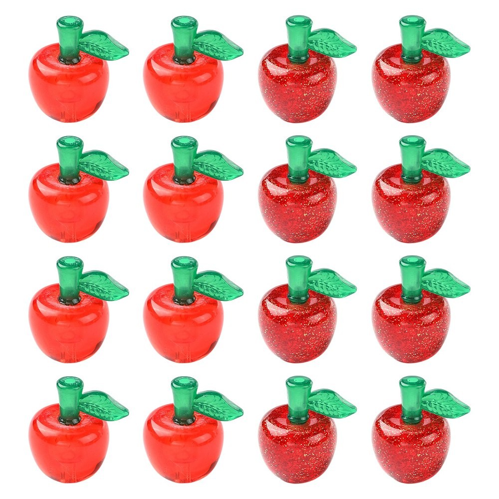 20x Transparent Acrylic Bead Apple Glitter Powder Spacer Bead for Jewelry Making