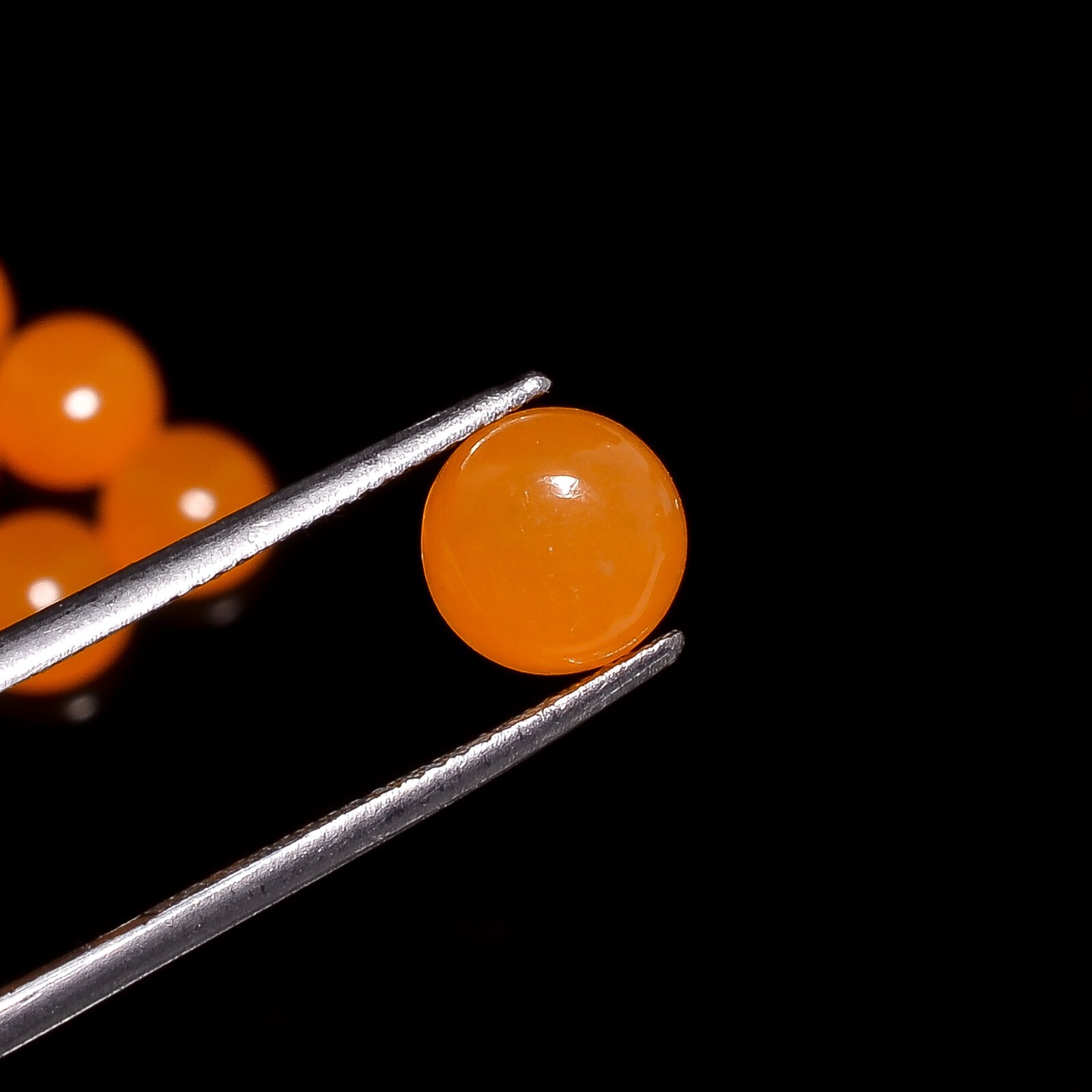Natural Orange Jade Round Cabochon Loose Calibrated Gemstone 3MM TO 15MM