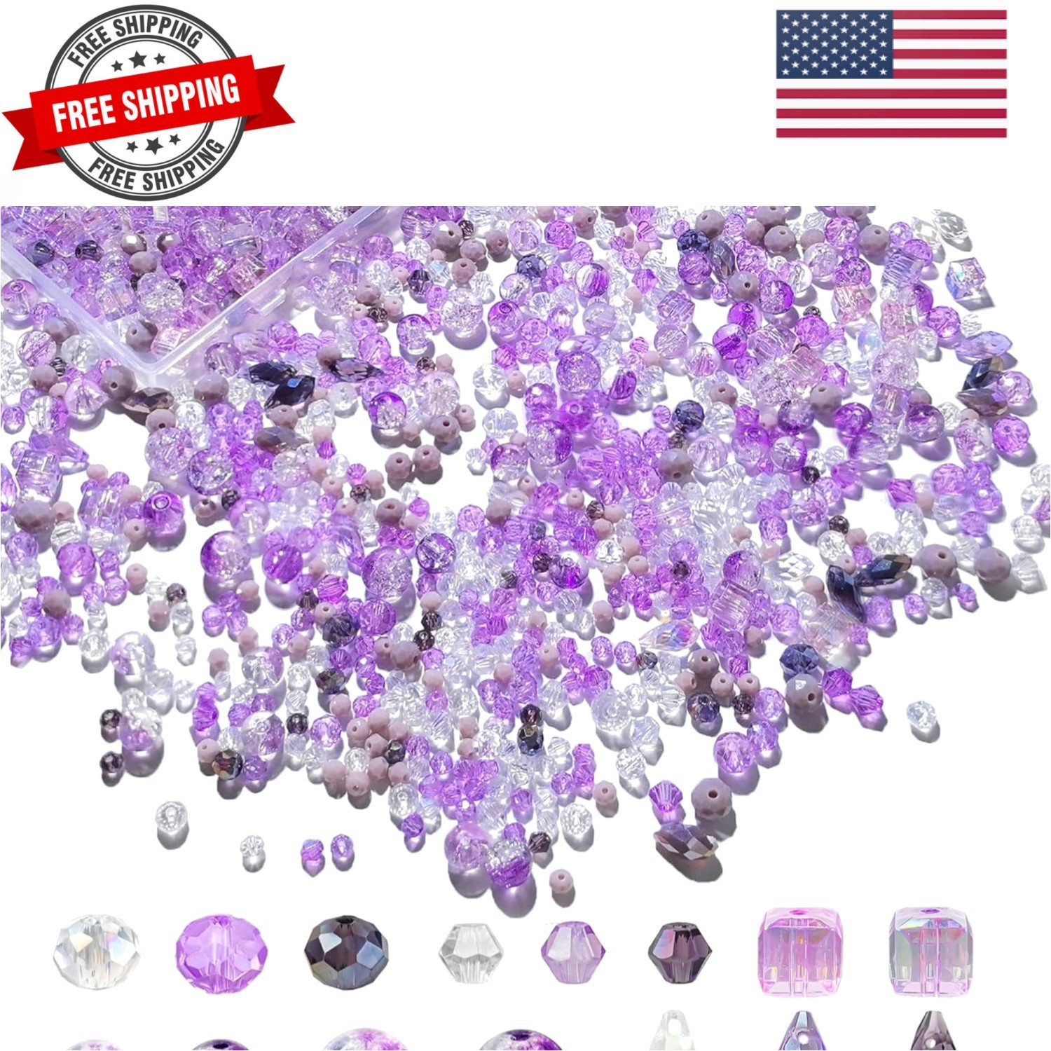 1000pcs Glass Beads for Jewelry Making Colorful Rainbow Craft Crystal Beads w…