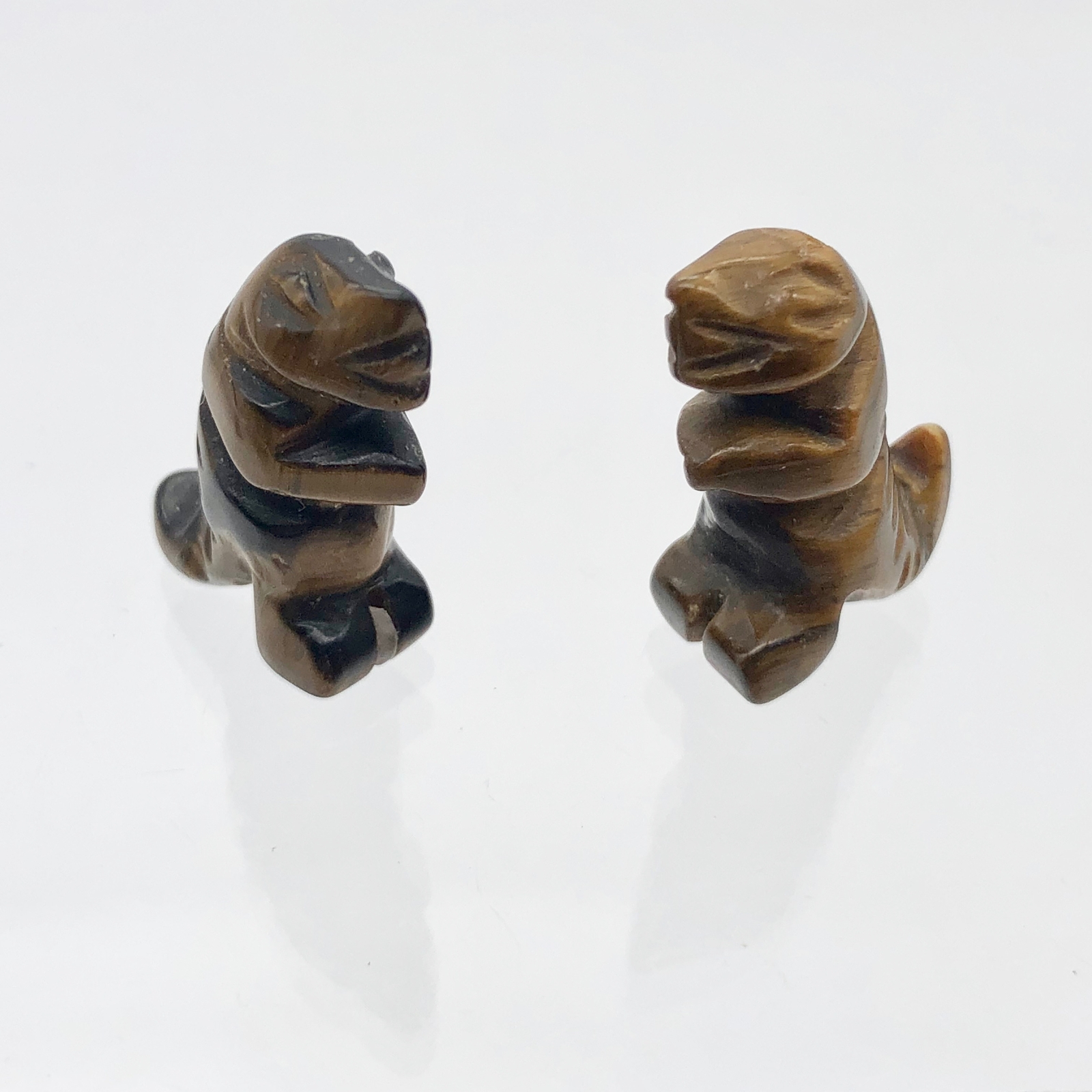 2 Tiger’s Eye Tyrannosaurus Rex Animal Beads | 21x18x7.5mm | Golden