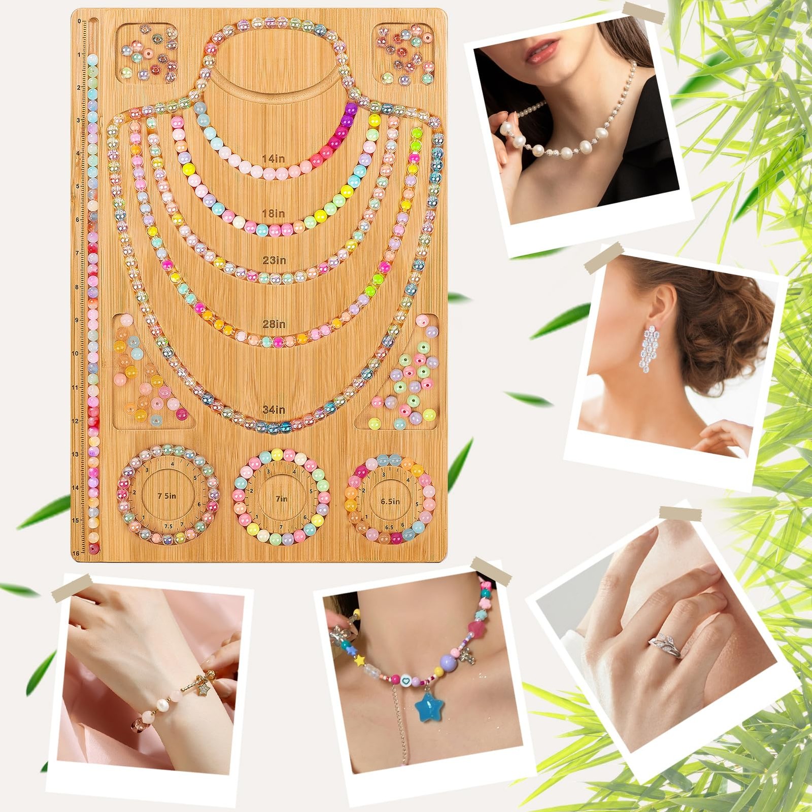 Adrattnay Wooden Bead Boards for Jewelry Making with Box, 16.9 x Large, White