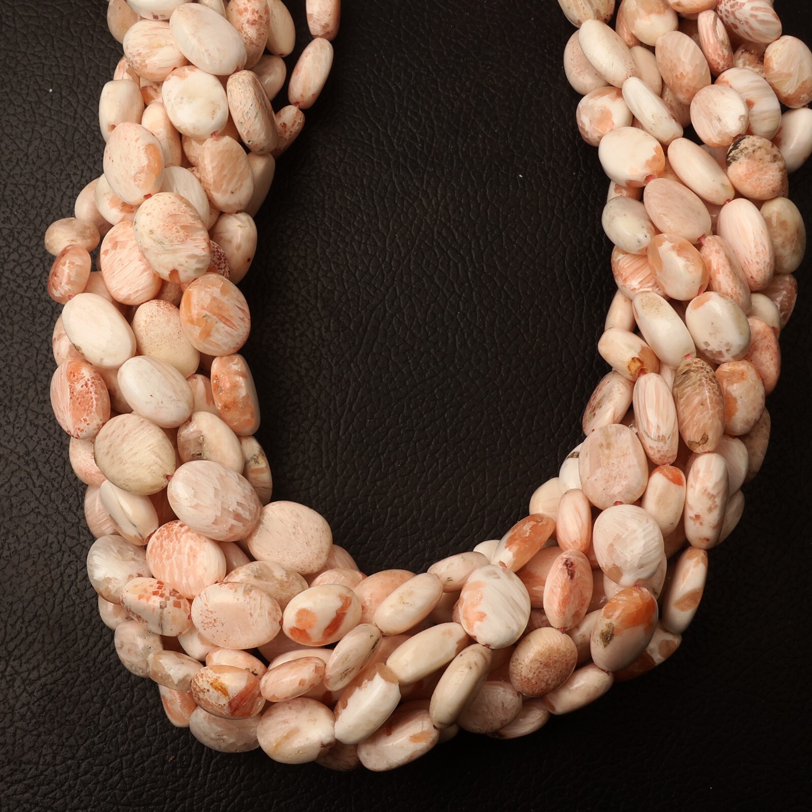 Natural Peach Scolecite Beads 8 Inch Strand 11×14-11×15 MM Smooth Oval Beads