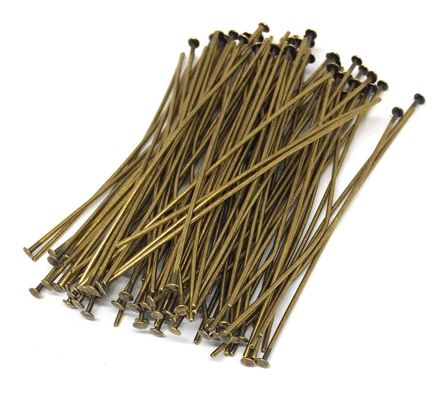 Head Pin, 144 Antiqued Brass Plated 21 Gauge 2 Inches Long Head Pins