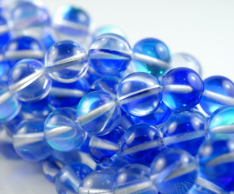 8MM MYSTIC AURA QUARTZ GEMSTONE TITANIUM BLUE ROUND LOOSE BEADS 15inch