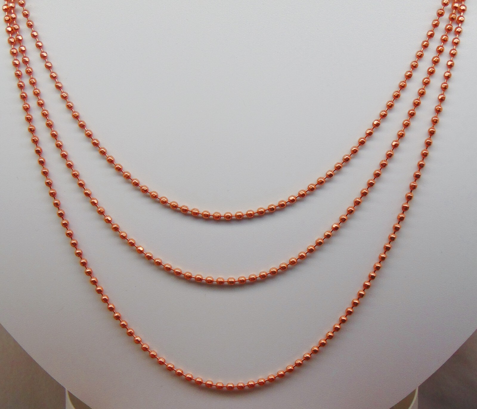 15 Feet 2.4mm Faceted COPPER BALL CHAIN #3 BULK Footage Made in USA +20 clasps