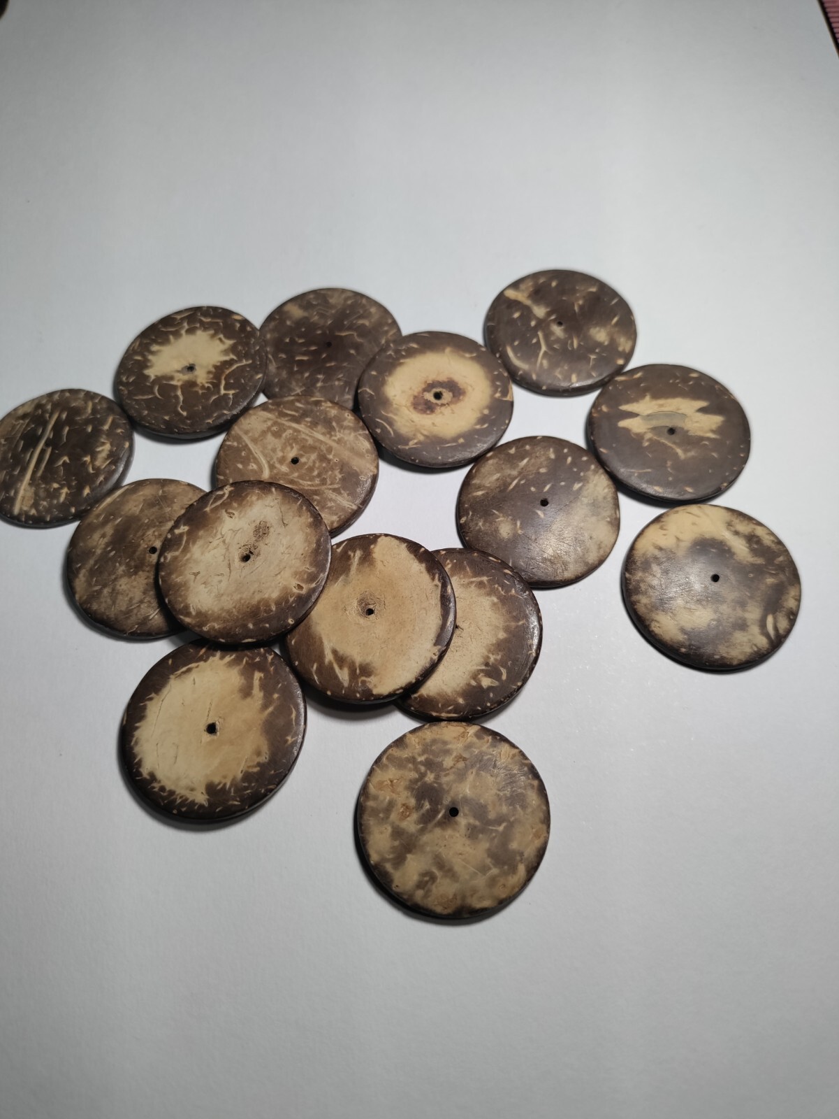 Vintage Coconut Beads, 142 Pieces In Natural Colors-brown, Yellow, Rust & Cream
