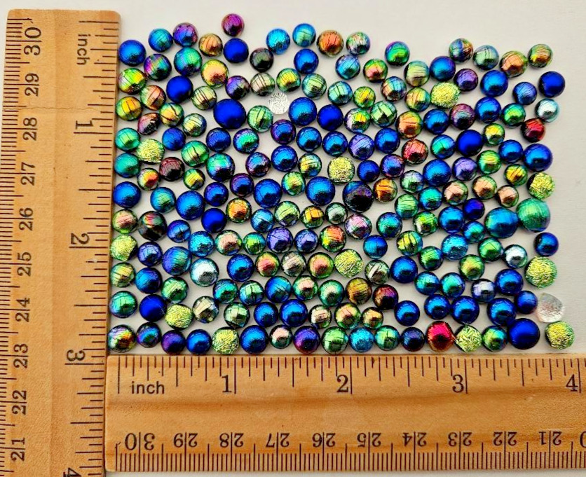 200 Tiny Handcrafted Dichroic Glass Cabochons/Lot/Jewelry Making Supplies/90 COE