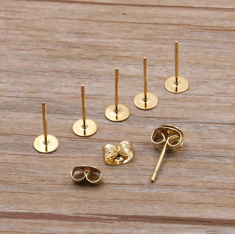 50-100pcs Stainless Steel Earring Stud Base Pins DIY Jewelry Findings – NEW