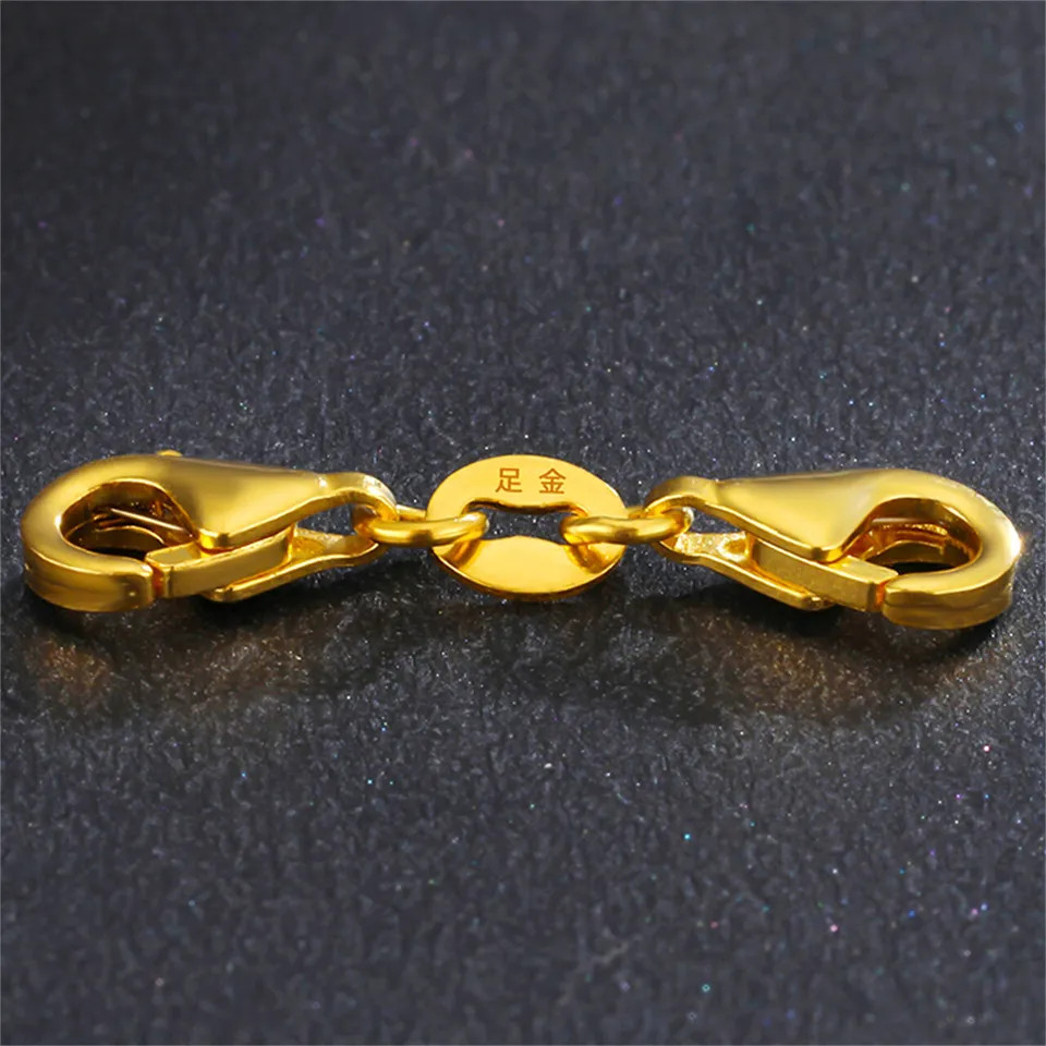 Pure 999 24K Yellow Gold Lobster Clasp Extend Connector Diy For Chain 0.24in H