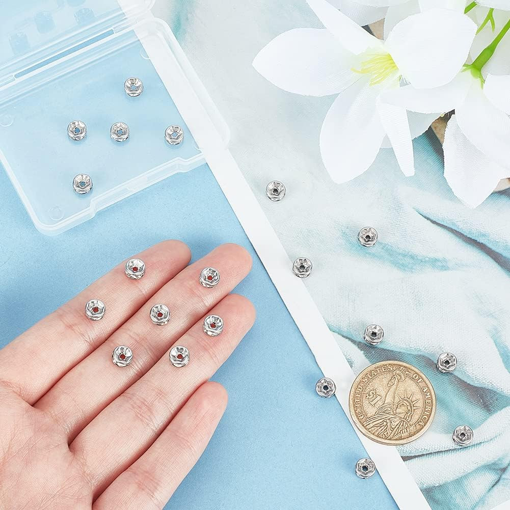 20 Pcs 6X3Mm Flat round 316 Stainless Steel Crystal Rondelle Rhinestone Spacer B