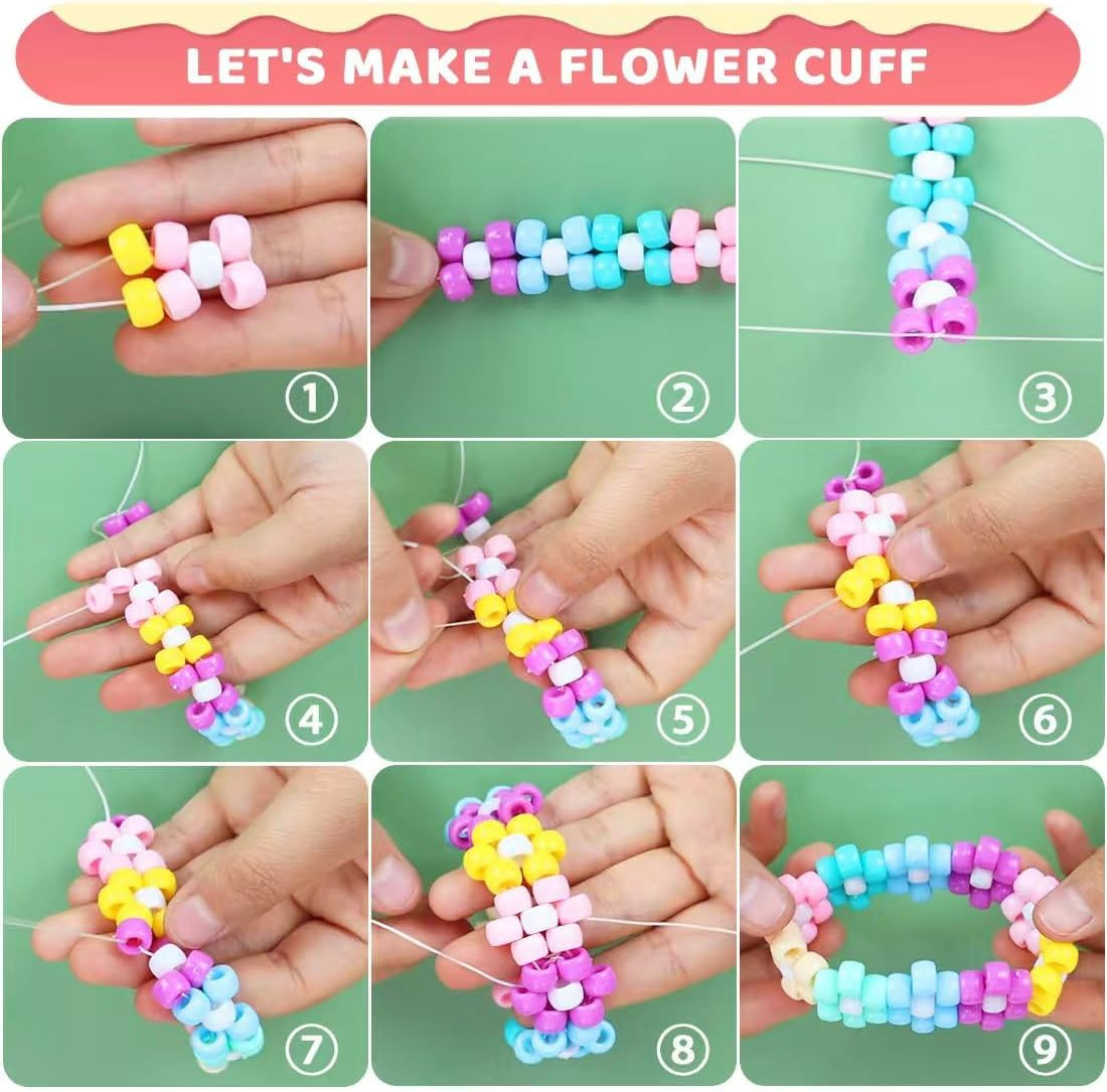 Pony Beads(8000Pcs Macaron Candy), Beading Supplies, Friendship Bracelets Making
