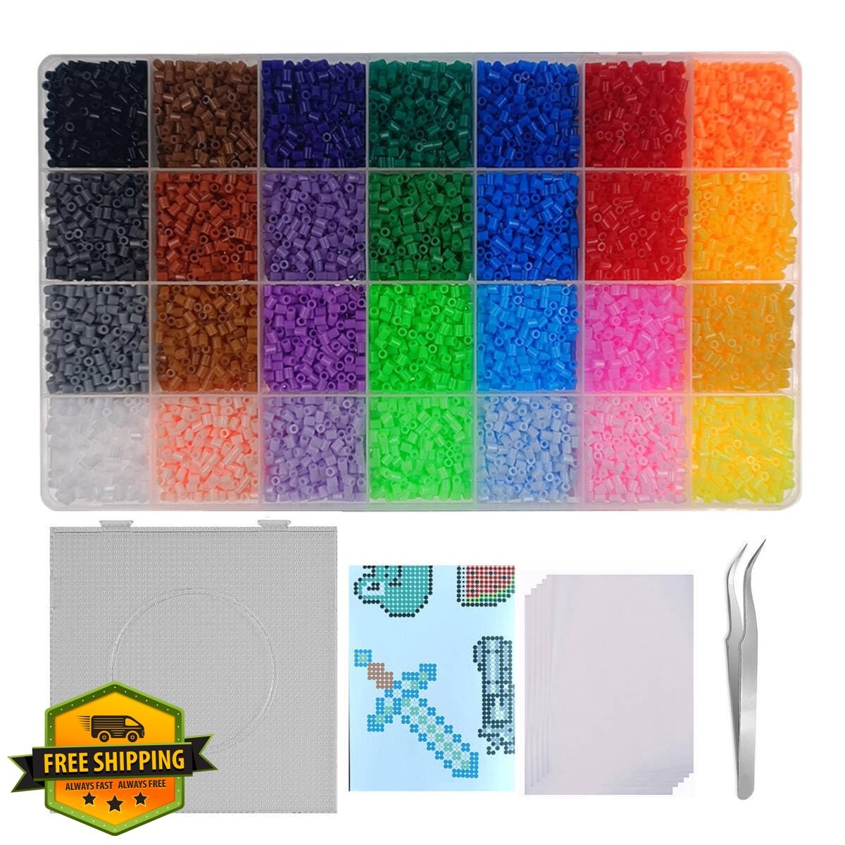 Fuse Beads Kit 28 Colors 2.6mm Mini Iron Melting Beads for Pixel Art Crafts
