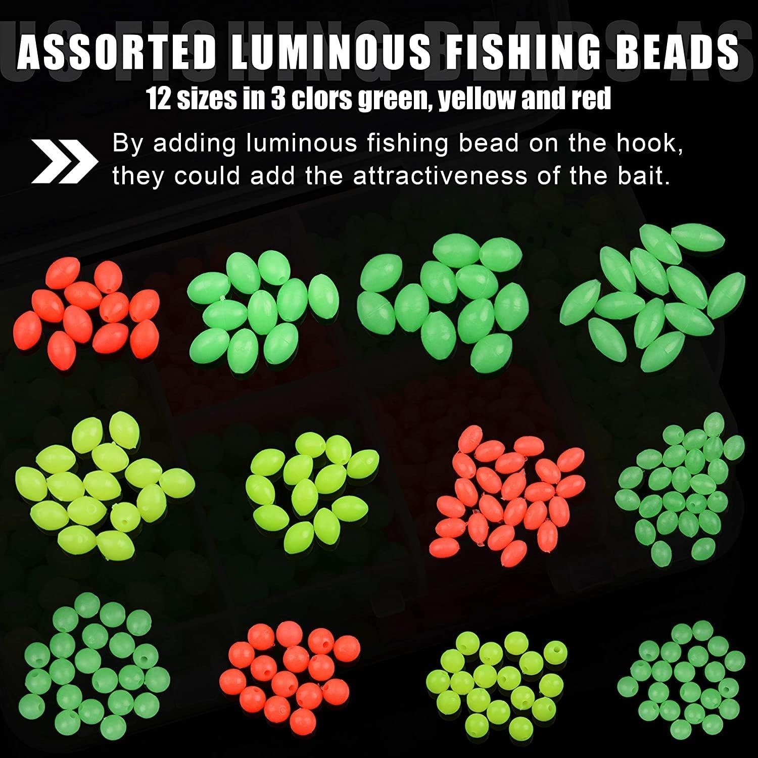 Glow Fishing Beads Kit: 1000pcs Luminous Soft Rubber for Saltwater & Freshwater