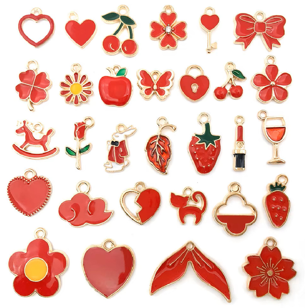 Gold enamel charms random mix, multicolor gold charms, kc gold charms, charms