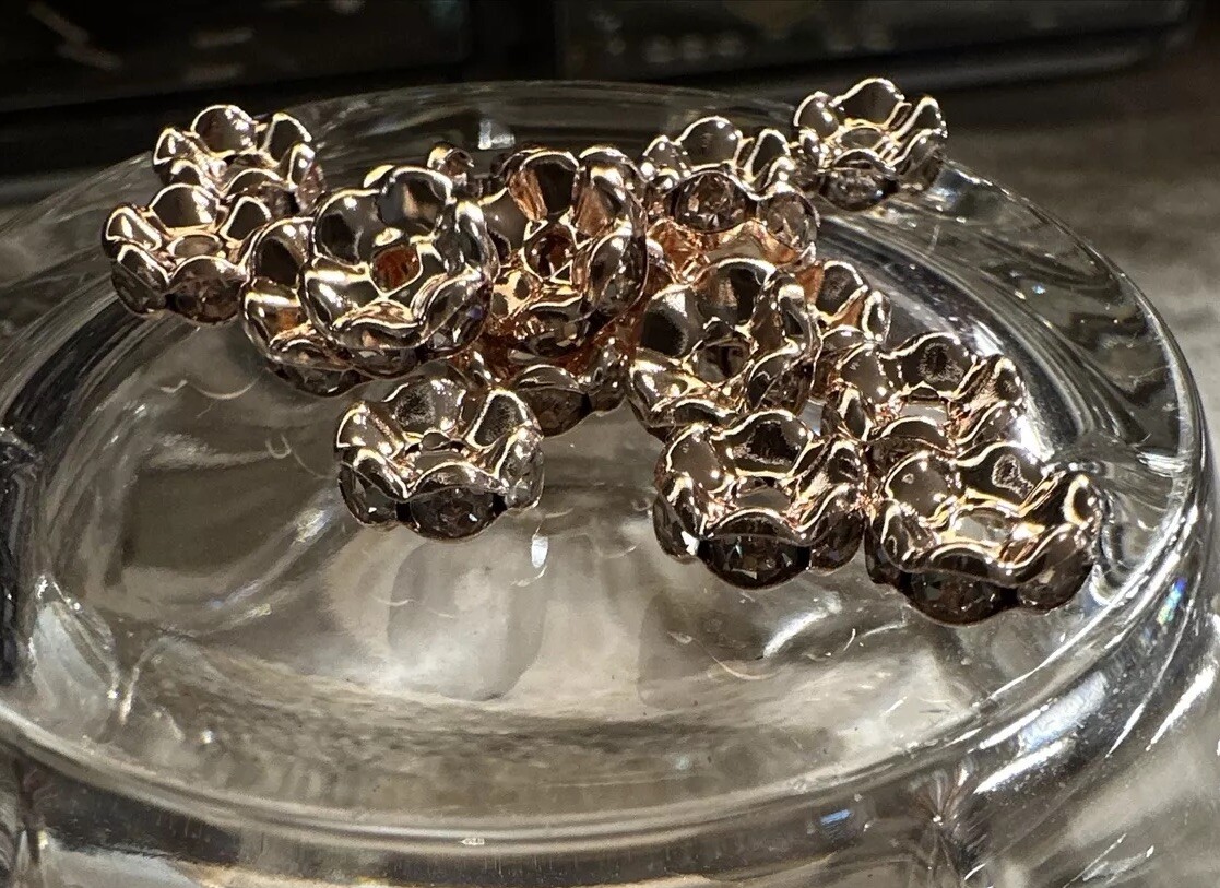 Rhinestone Rose Gold Spacer Beads 8mm (20 Pcs)