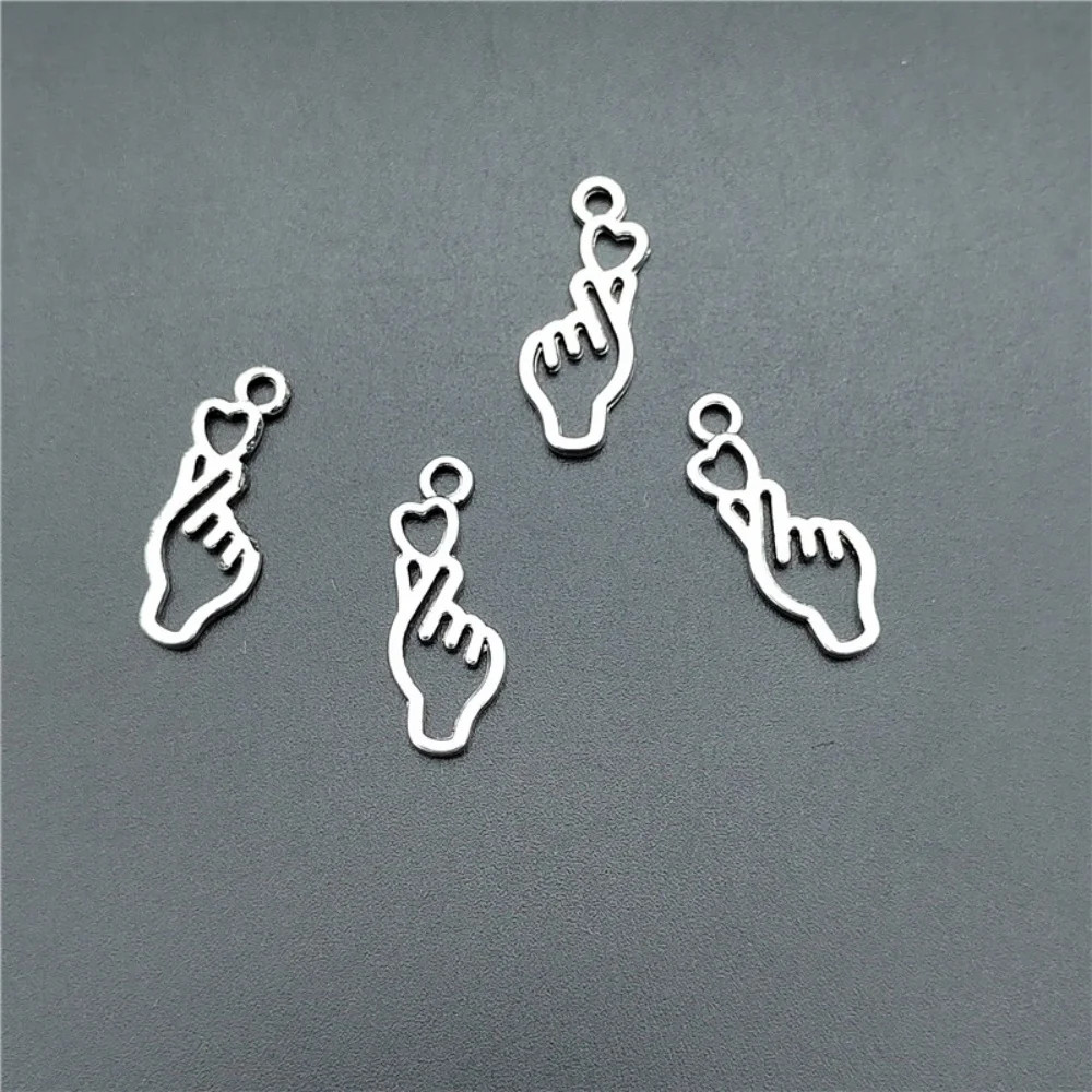 10-100Pcs Finger Heart Diy Jewelry Charms Beads Borahae I Purple You Necklace De