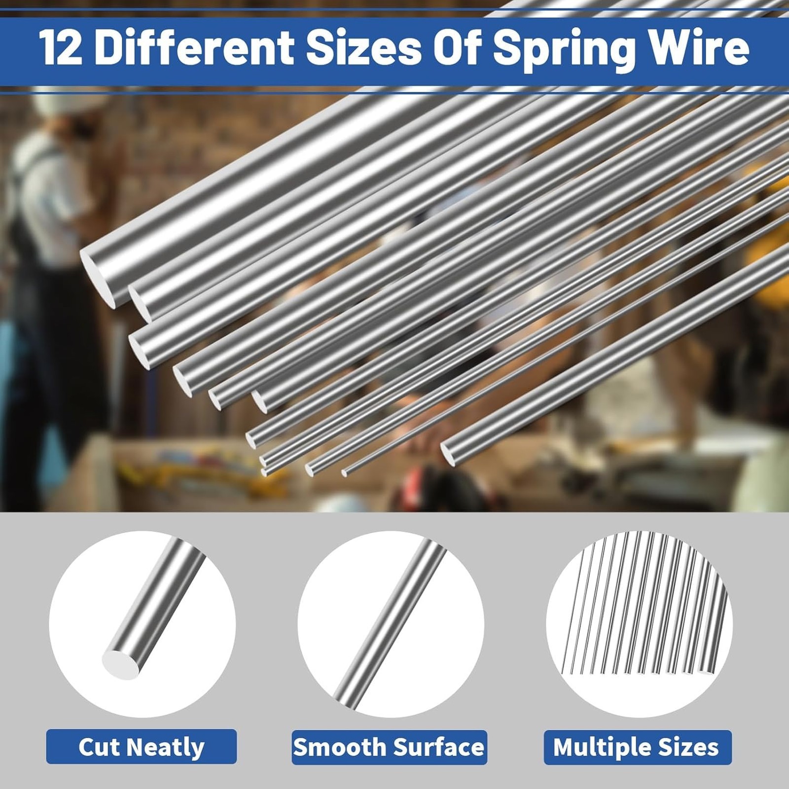 Stainless Steel Spring Wire Assortment Kit 0.3mm 3mm Diameter 400mm Length for