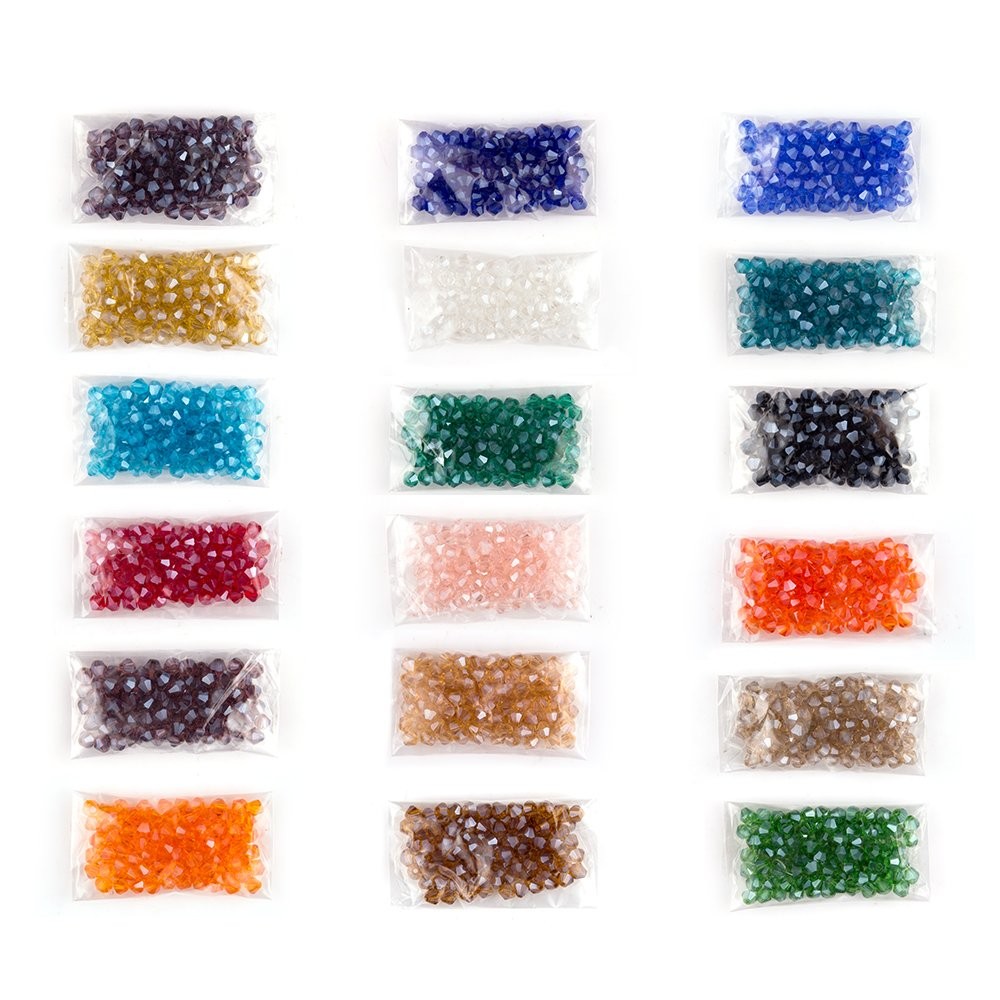 Lot 1800Pcs Glass Bicone Beads 4Mm Crystal Beads Jewelry Making Supply for DIY P