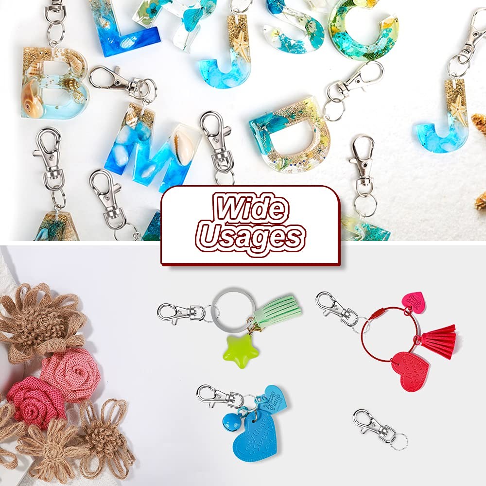 LEOBRO 160PCS Lobster Claw Clasps and Key Rings, Keychain Making Kit, Silver
