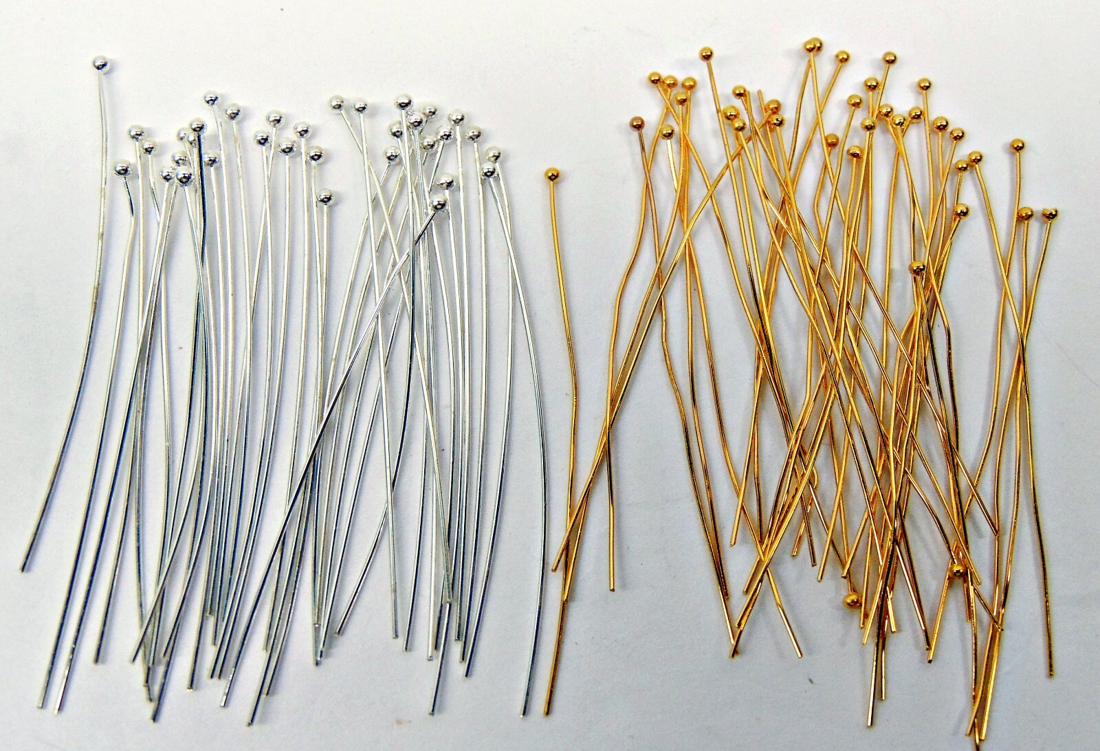 50 Silver Plated Brass BALL END HEAD Pins 2 inch 24 gauge No Lead No Nickel