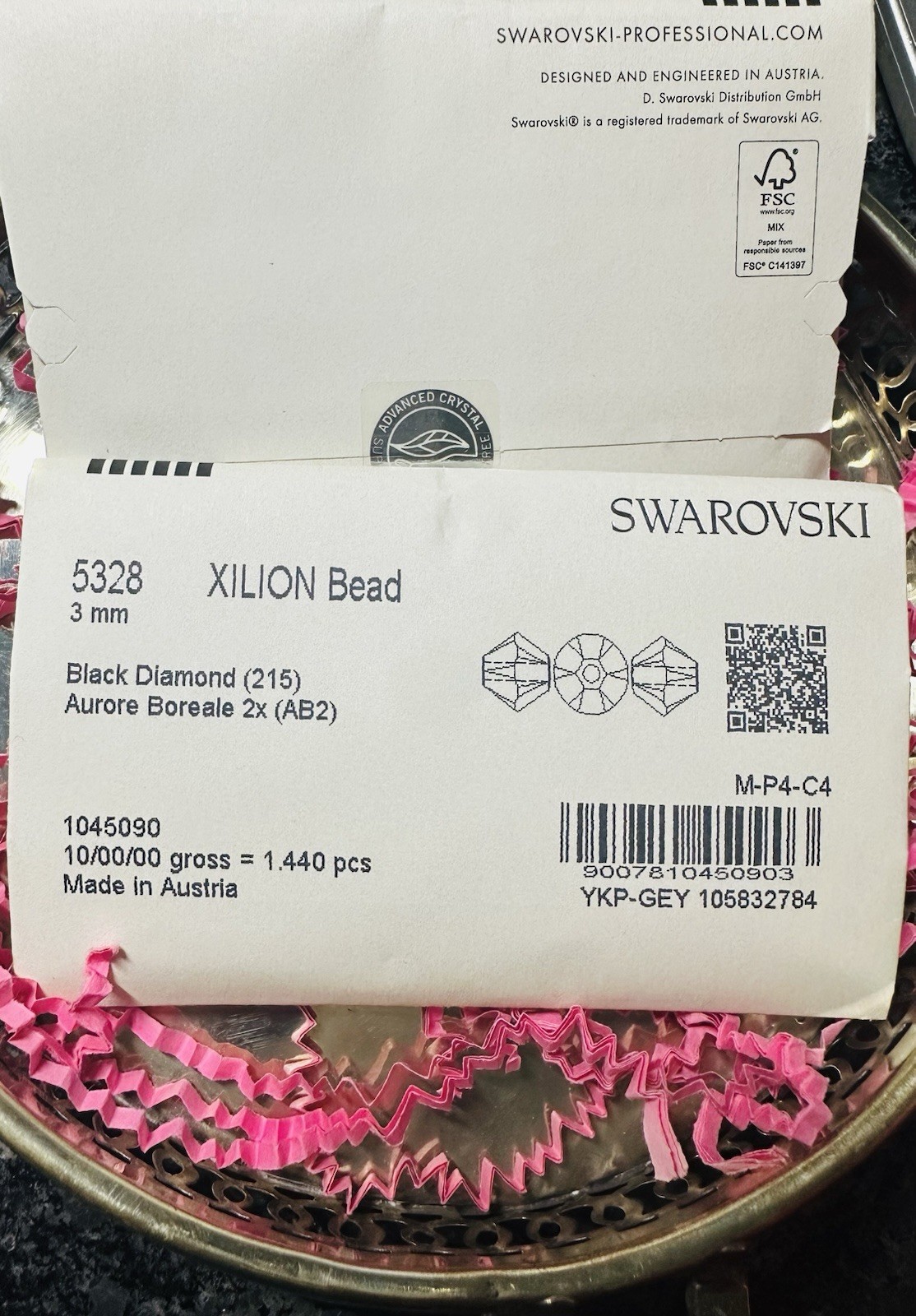 Swarovski 5328 3mm Black Diamond AB 2X Sealed Pack 1440 pcs