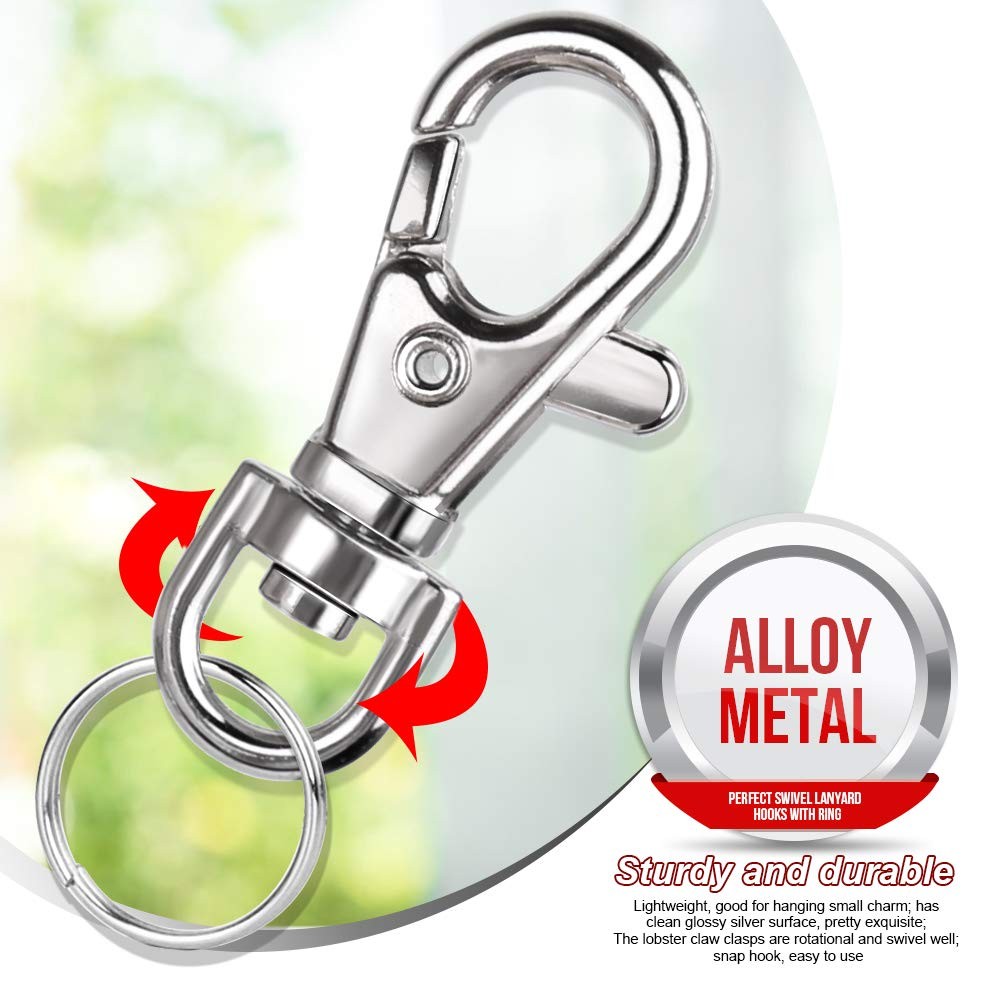 LEOBRO 160PCS Lobster Claw Clasps and Key Rings, Keychain Making Kit, Silver