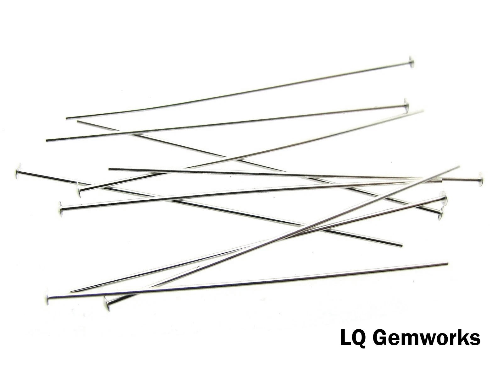 50 ea STERLING SILVER HEAD PINS 26 ga 2″