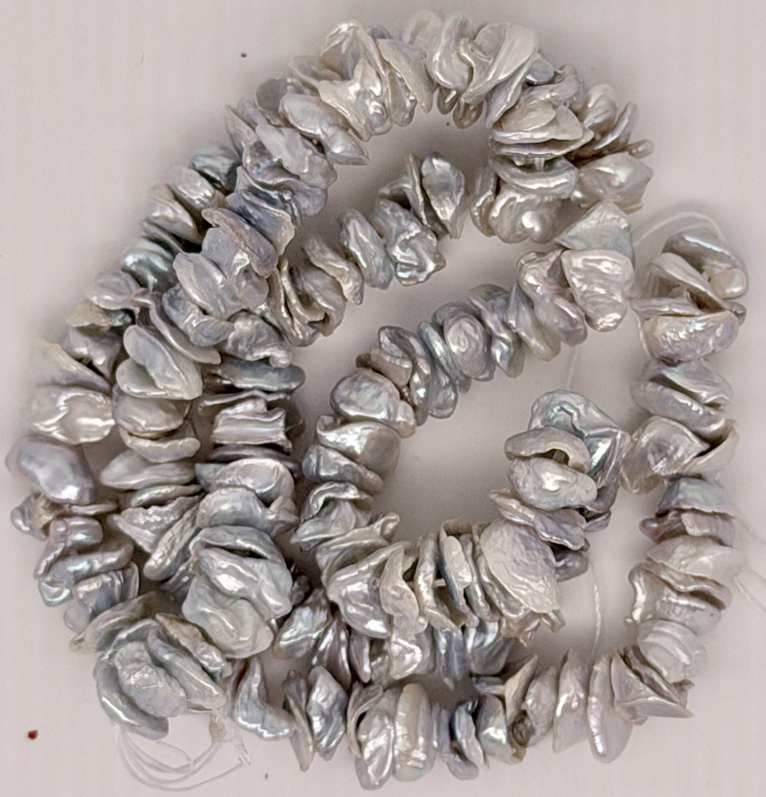 16” Strand Of 5mm Keishe Pearl Beads Fresh Water Pearls Silvery Grey Jewelry Art