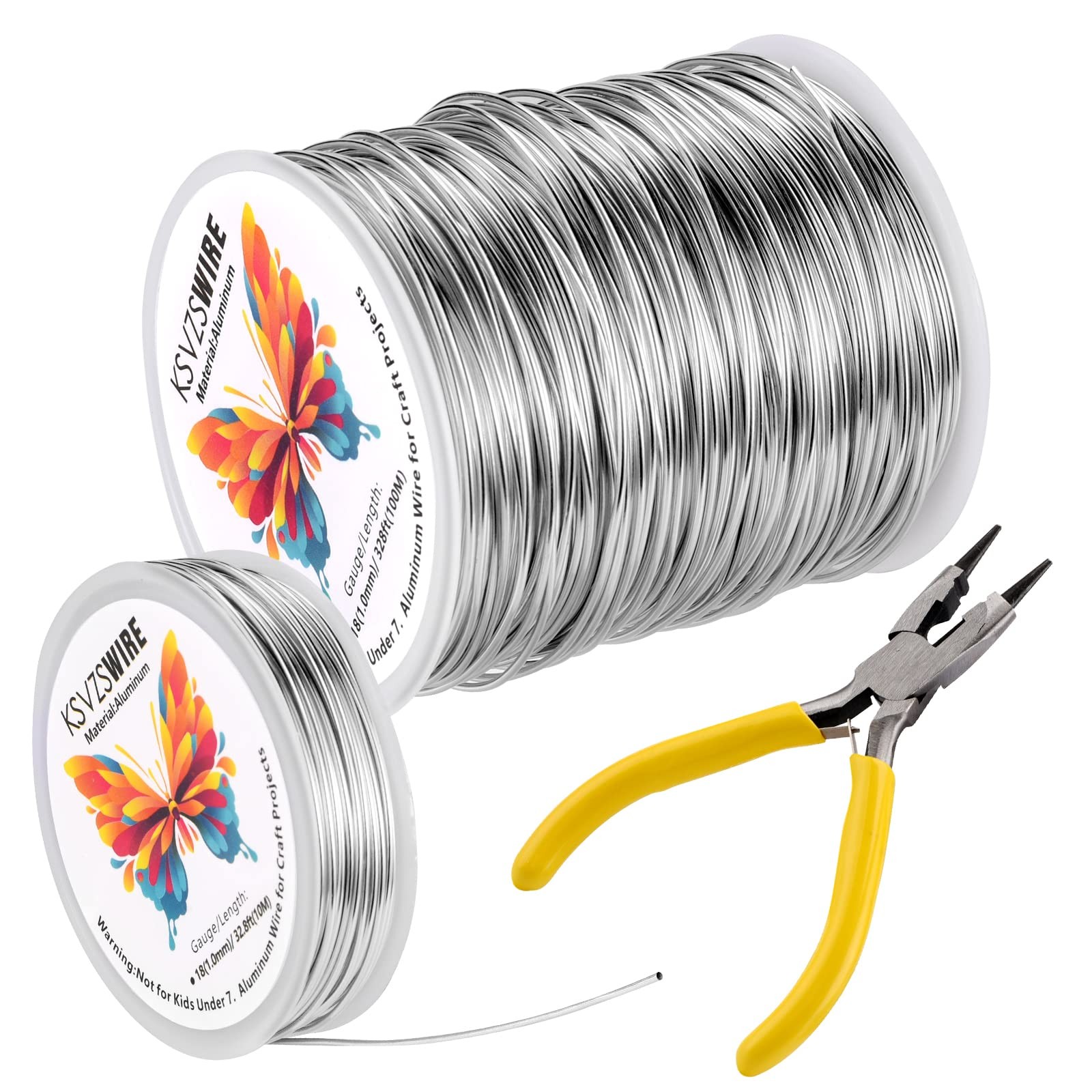Aluminum Craft Wire 18 Gauge(1.0mm)–328 Feet(100M)+18 Gauge (1.0mm) 32.8Ft (1…