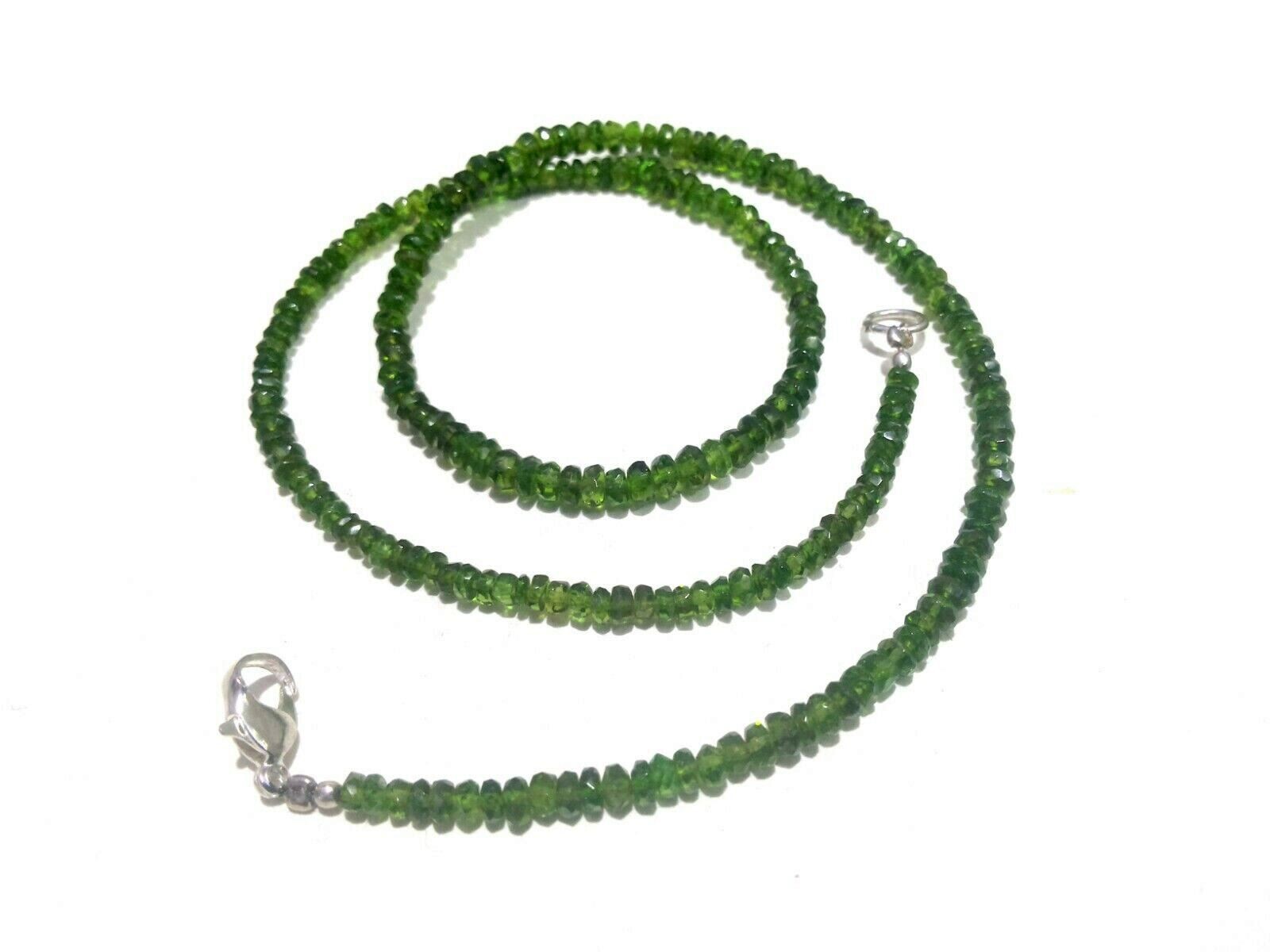 18″inch Necklace Natural Chrome Diopside Rondelle Faceted 3-4mm Beads CD1