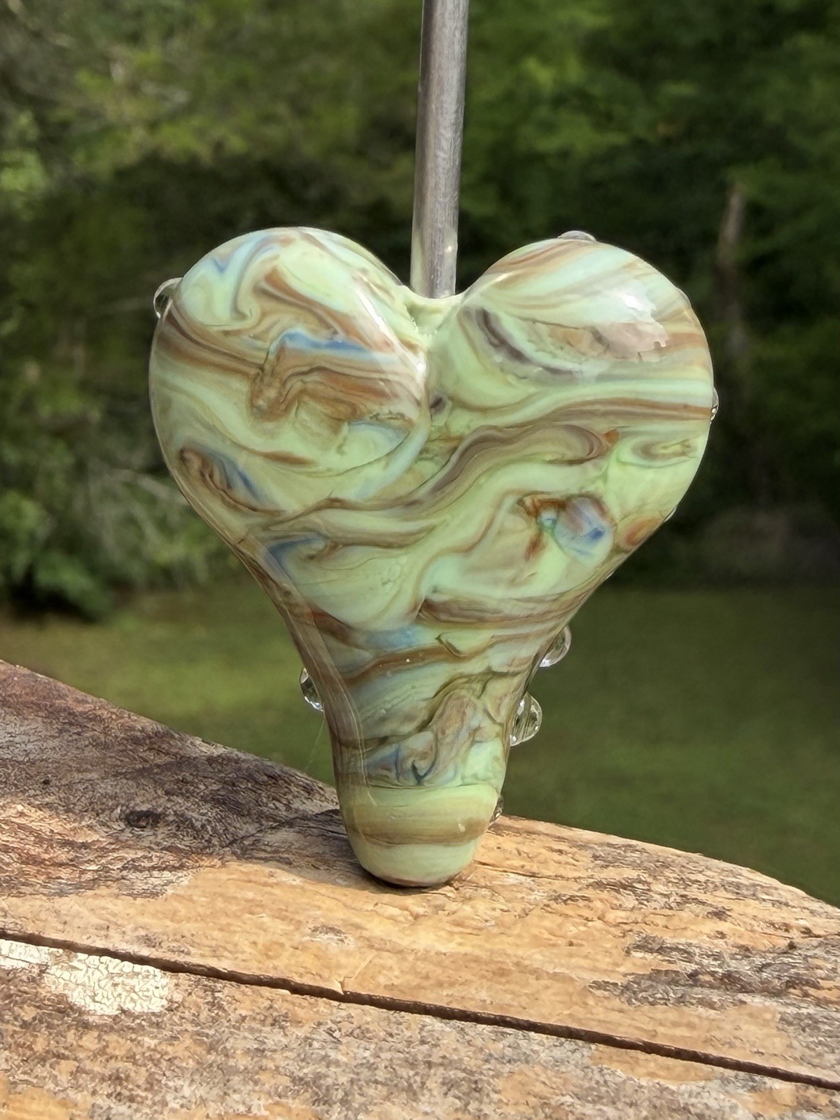 Lampwork Glass Heart Focal Bead HANDMADE Artisan Lampwork Glass Focal Bead