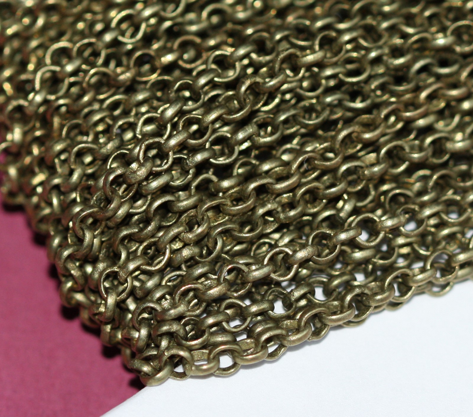 5ft of brass coated iron chain rollo chain 3.1mm available in 6 colors
