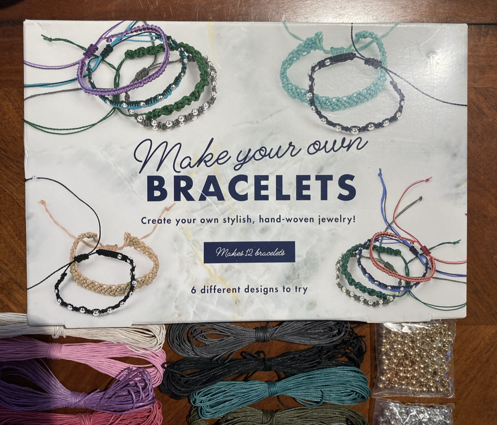 Bracelets Friendship Making Kit Waxed Cords Beads Teen/Adult + Instructions NEW