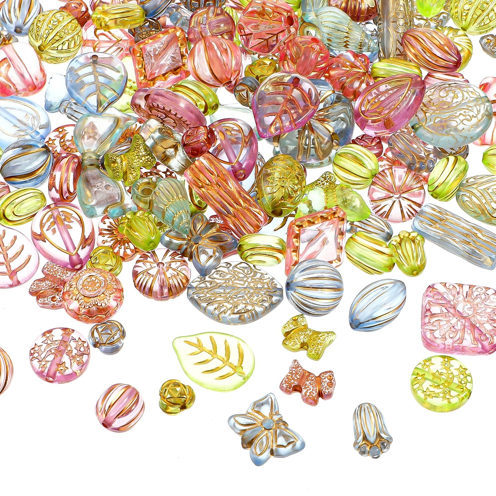 130-180 PCS Assorted Beads, Colorful Bohemia Beads for Jewelry Making, Acrylic S