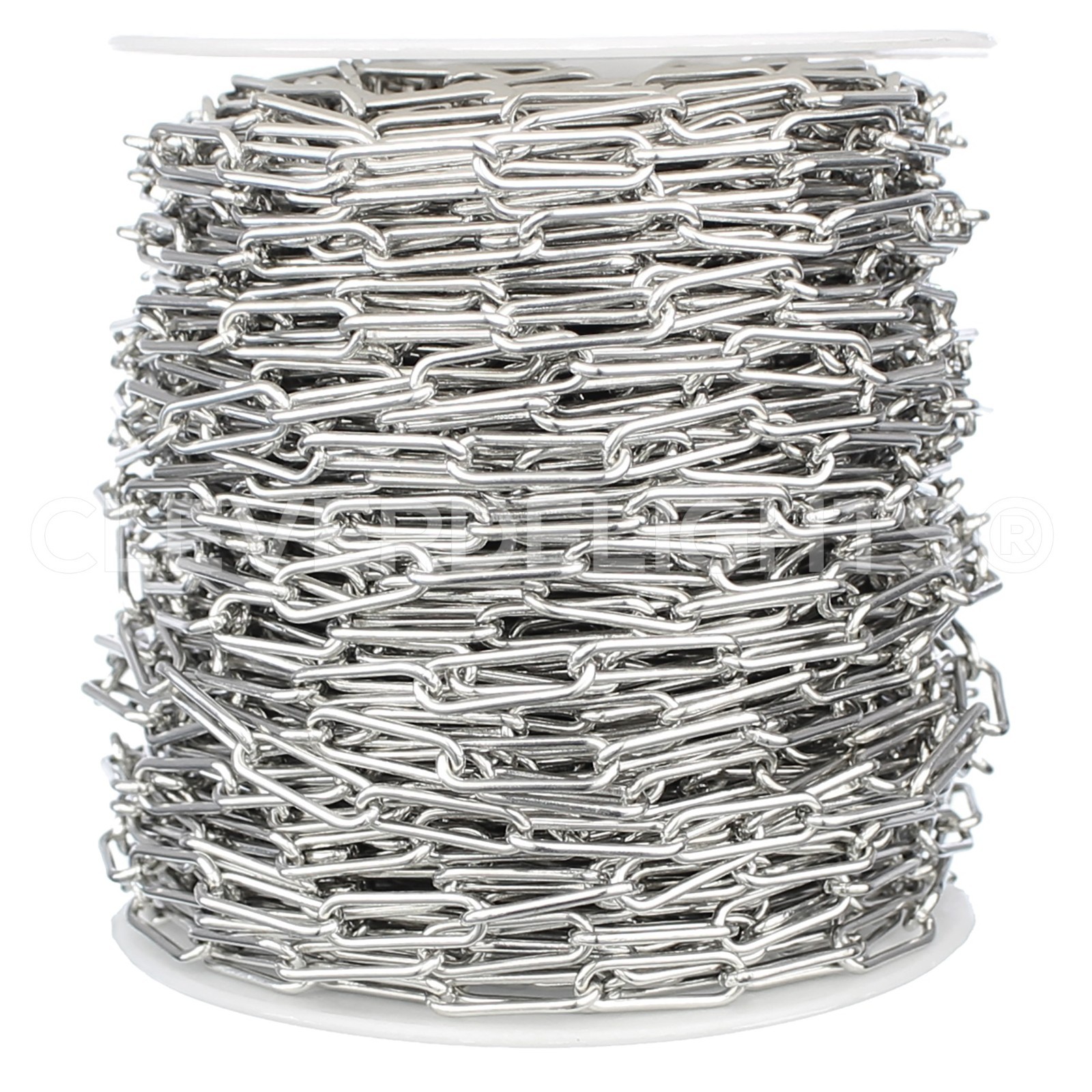 100Ft – Platinum Silver Paperclip Chain – 3/16″ x 5/8″ Link – Craft Jewelry Home