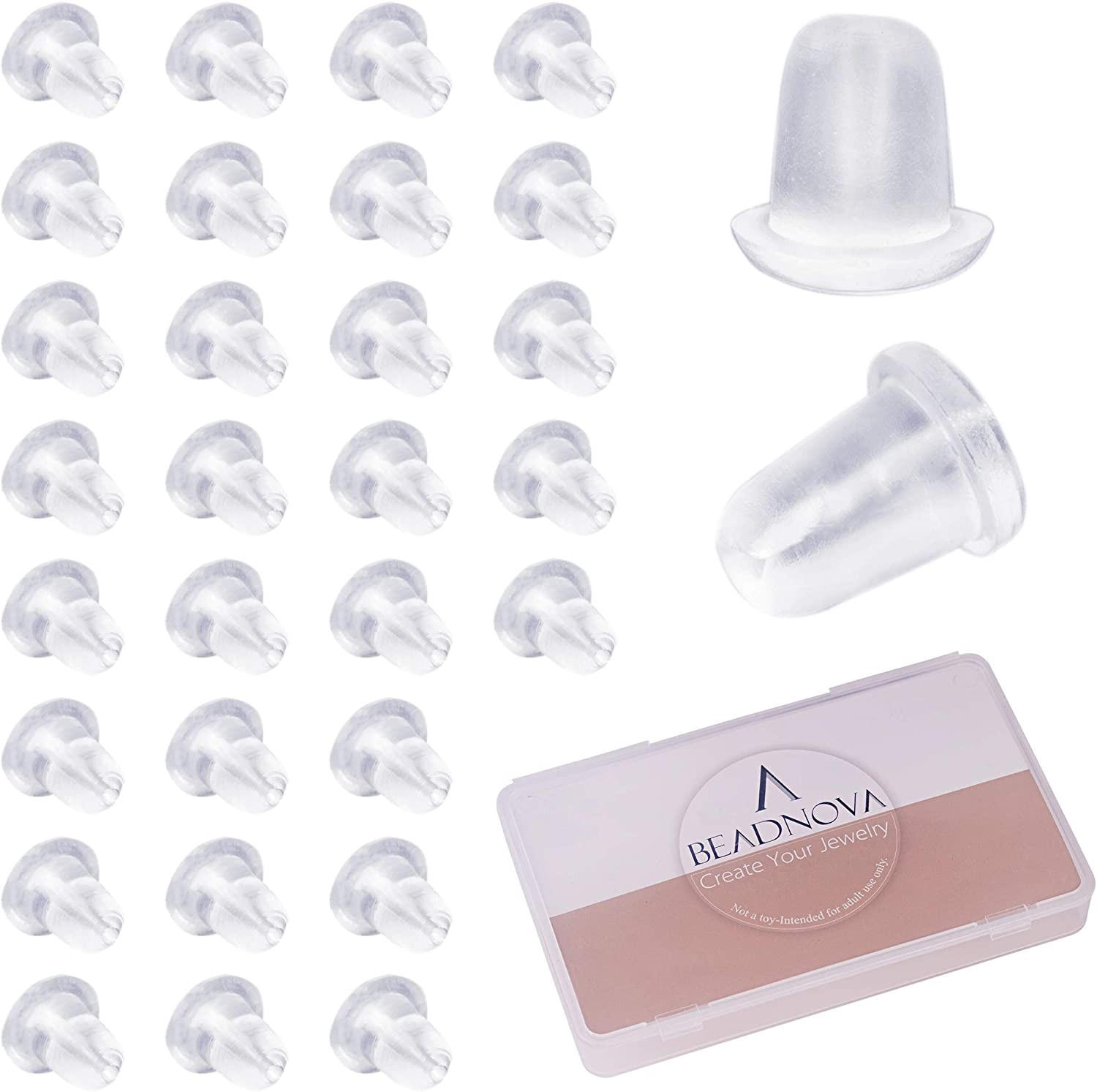 Earring Backs for Studs Plastic Rubber Clear Earring Backs Silicone Pierced E…