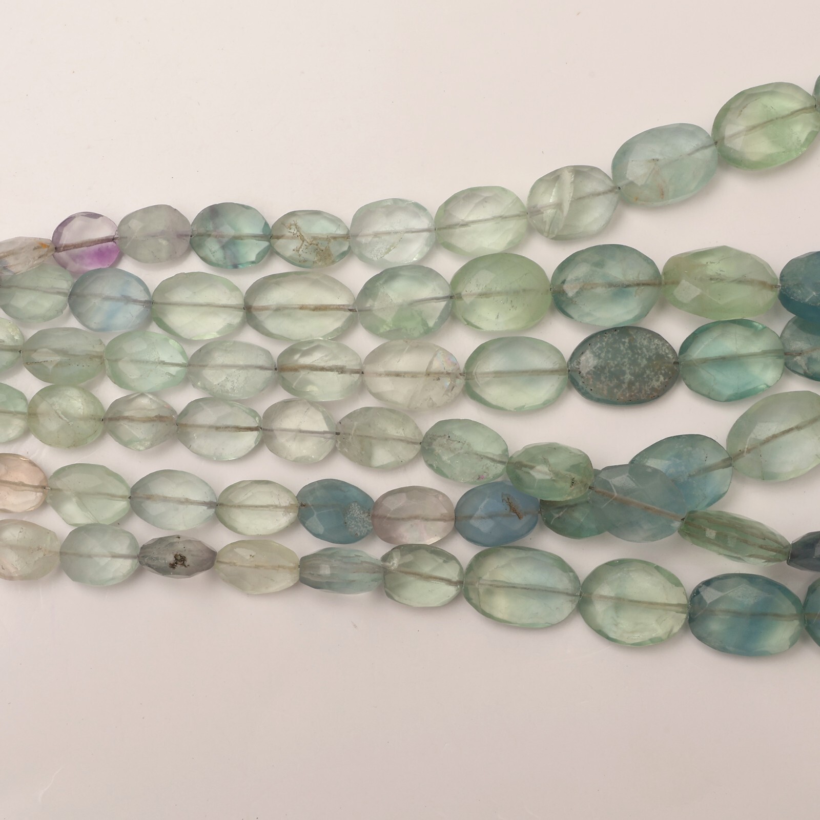 Natural Fluorite Beads 13 Inch Strand 7×10-11×15 MM Beads Faceted Oval Beads
